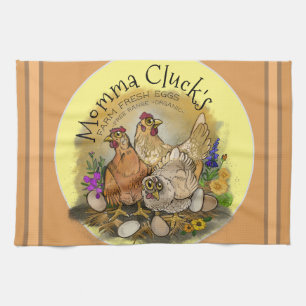 Momma Cluck's Farm Fresh Eggs  Tea Towel