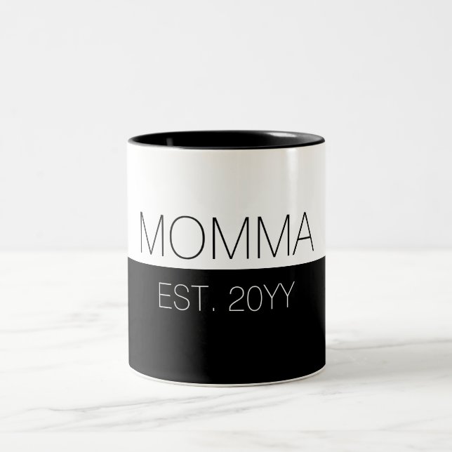  Momma Established | Elegant Gifts For New Mum Two-Tone Coffee Mug (Center)