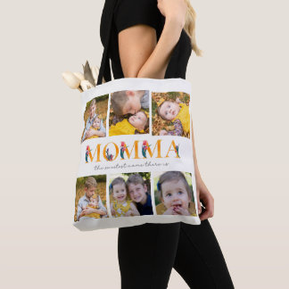 Momma Floral Custom Photo Tulips Shopping Tote Bag