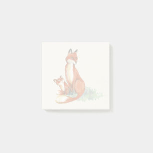 Momma Fox and Baby Watercolor Illustration Post-it Notes