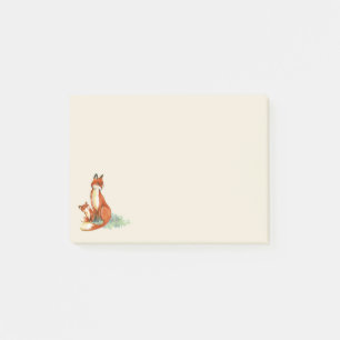 Momma Fox and Baby Watercolor Illustration Post-it Notes