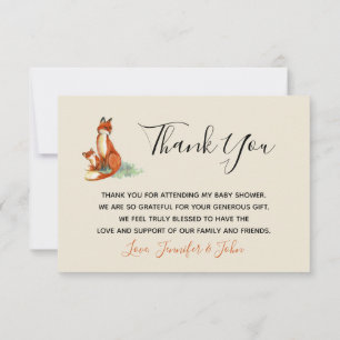 Momma Fox and Baby Watercolor Illustration Thanks Invitation