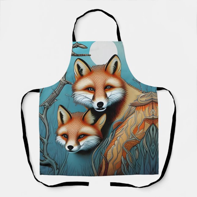 Momma fox and her baby apron (Front)