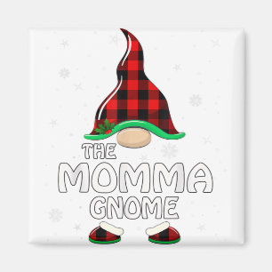 Momma Gnome Buffalo Plaid Matching Family Christma Magnet