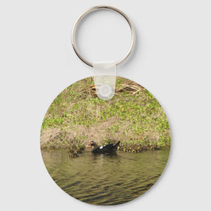 Momma Muscovy and Baby Ducks Keychain