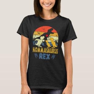 Momma Saurus Rex Dinosaur Momma 3 Kids Family Matc T-Shirt