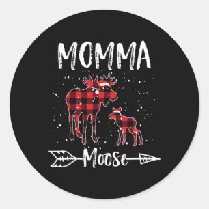 Momma X-mas Moose Santa Family Matching Pyjamas Classic Round Sticker