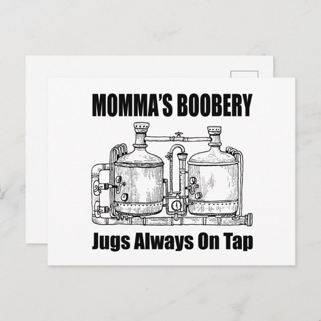 Momma's Boobery Jugs Always On Tap Postcard (Front/Back)