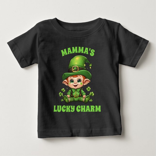 Momma's Lucky Charm Baby T-Shirt (Front)