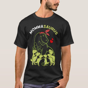 Mommasaurus Momma 6 Kids Dinosaur Mother's Day T-Shirt