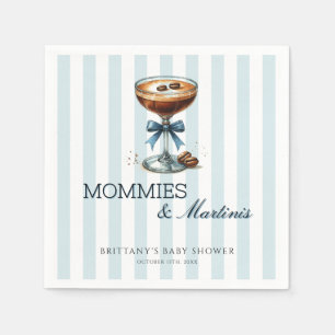 Mommies and Martinis Blue Bow Boy Baby Shower Napkin