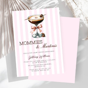 Mommies and Martinis Espresso Pink Bow Girl Invitation
