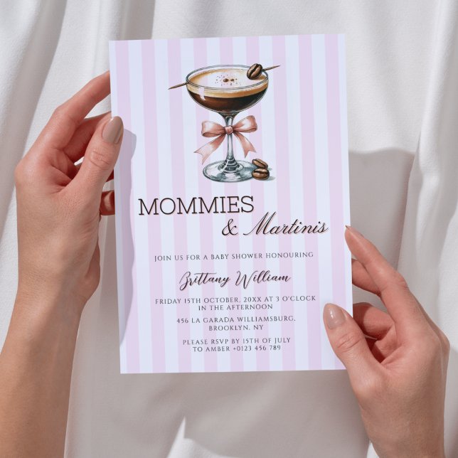 Mommies and Martinis Pink Bow Pink Girl  Invitation (Creator Uploaded)