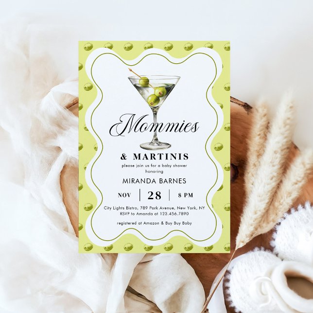 Mommies & Martinis Olive Martini Glass Baby Shower Invitation (Creator Uploaded)