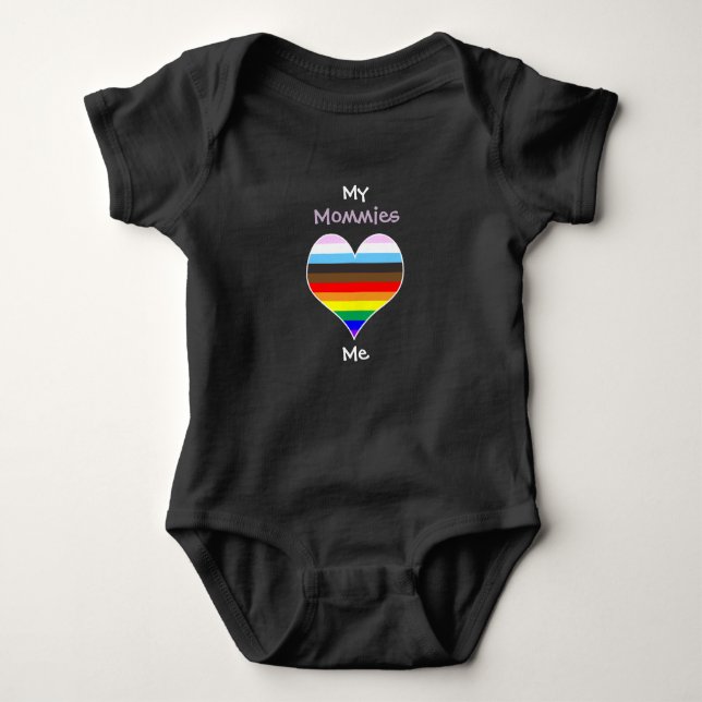 Mommies Rainbow Heart Baby Bodysuit (Front)