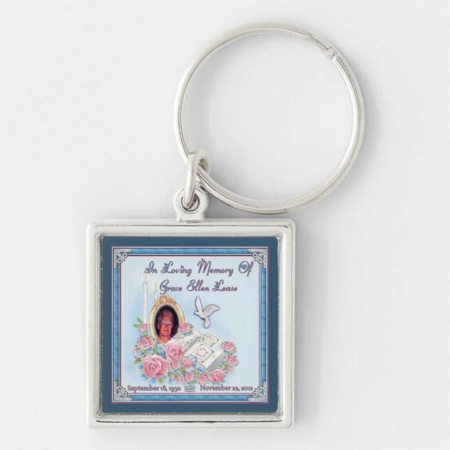 MomMom Lease Memorial  Silver Premium Keychain (Front)