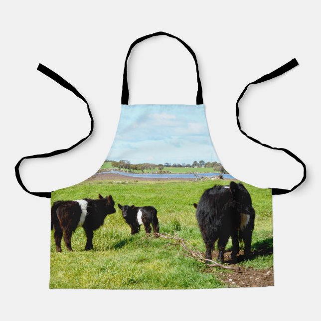 Mommy And Baby Galloway Cows, Kids Fullprint Apron (Front)