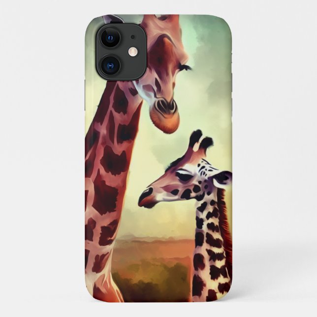 Mommy And Baby Giraffe Watercolour, Case-Mate iPhone Case (Back)