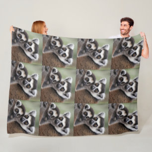 Mommy And Baby Lemur Cuddling, Fleece Blanket