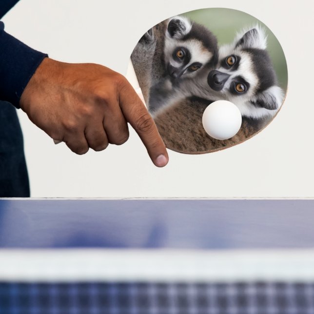 Mommy And Baby Lemur Cuddling, Ping Pong Paddle (Insitu)