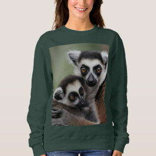 Mommy And Baby Lemur Cuddling, Sweatshirt