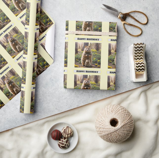 Mommy And Baby Quokka, Birthday Wrapping Paper (Crafts)