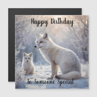 Mommy And Baby White Arctic Fox, Birthday Card