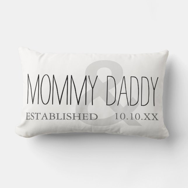 MOMMY AND DADDY Mum Dad New Parent Custom Date Lumbar Cushion (Front)