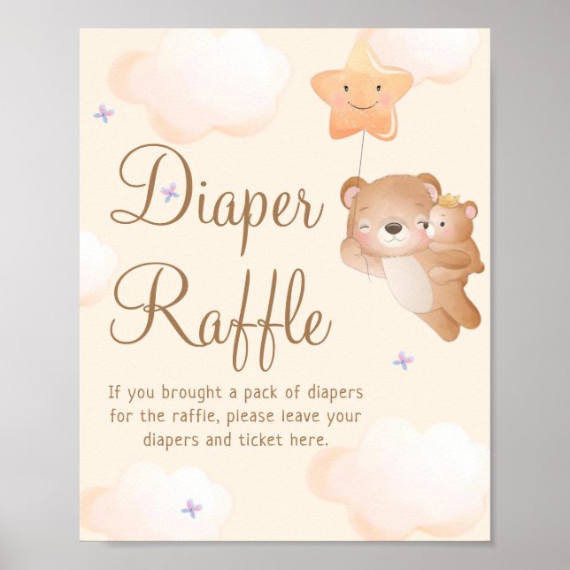 Mommy Bear Baby Shower Diaper Raffle Poster (Front)