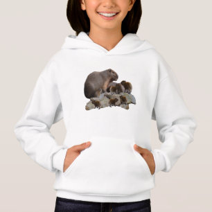 Mommy Capybara With Babies, Kids Hoodie