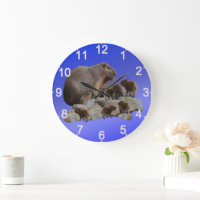 Mommy Capybara With Babies, Wall Clock