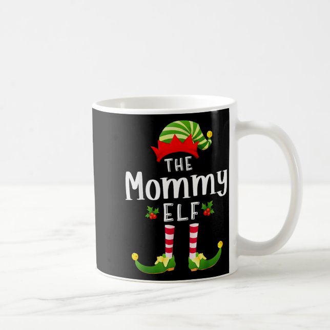 Mommy Christmas Elf Matching Pajama X-mas Party  Coffee Mug (Right)