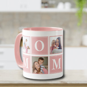 Mommy Collage Script 5 Photos for Mom Pink Mug