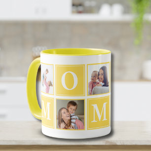 Mommy Collage Script 5 Photos for Mom Yellow Mug