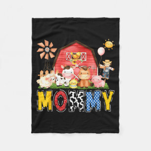 Mommy Farm Cow Birthday Boy Matching Family Party Fleece Blanket