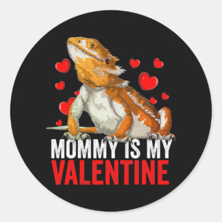 Mommy Is My Valentine Bearded Dragon Rescue Classic Round Sticker