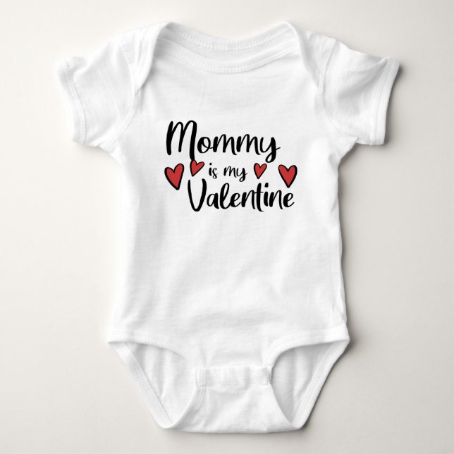 Mommy is my Valentine // Cute Valentine's Day Baby Bodysuit (Front)