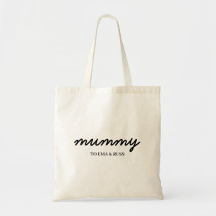 Mommy Modern Mom Custom Kids Names Design Tote Bag