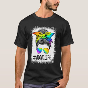 Mommy Mom Messy Bun LGBT Rainbow Gay Pride Flag LG T-Shirt