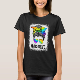 Mommy Mom Messy Bun LGBT Rainbow Gay Pride Flag LG T-Shirt