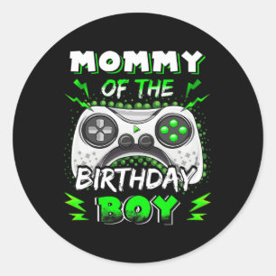Mommy Of The Birthday Boy Decorations Video Gamer  Classic Round Sticker