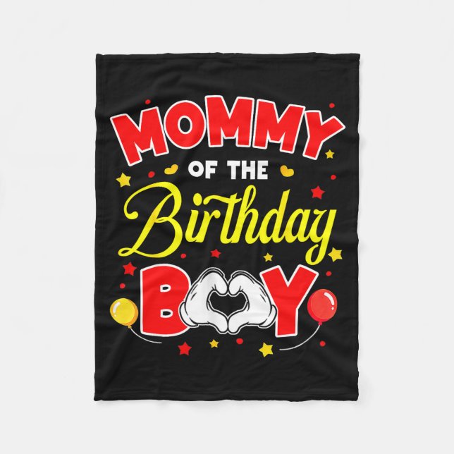 Mommy Of The Birthday Boy Matching Mom Son Family  Fleece Blanket (Front)