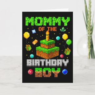 Mommy Of The Birthday Boy Party Video Gamer Pixel  Card