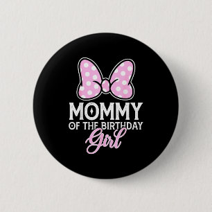 Mommy of the birthday girl cute pink bow family 6 cm round badge