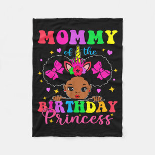 Mommy of the birthday girl princess afro melanin fleece blanket