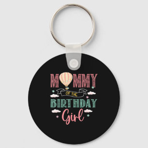 Mommy of the birthday girl shirt hot air balloon key ring