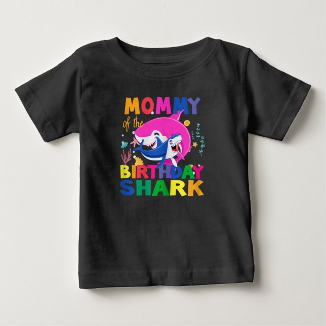 Mommy of the Birthday Shark birthday Baby T-Shirt (Front)