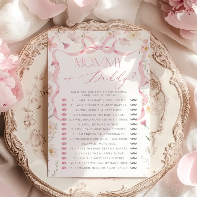 Mommy or Daddy Pink Bow Guess Who Floral game (Creator Uploaded)