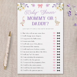 Mommy or Daddy Wildflowers Geese Baby Shower Game