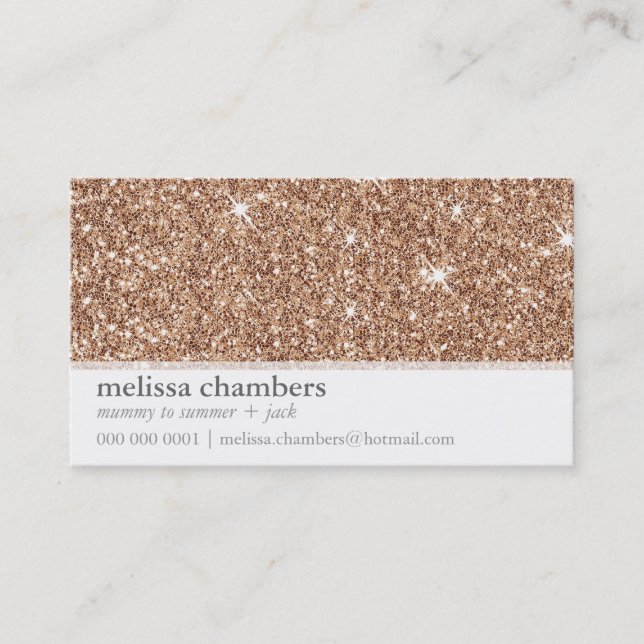 MOMMY PLAYDATE CONTACT modern rose gold glitter Calling Card (Front)